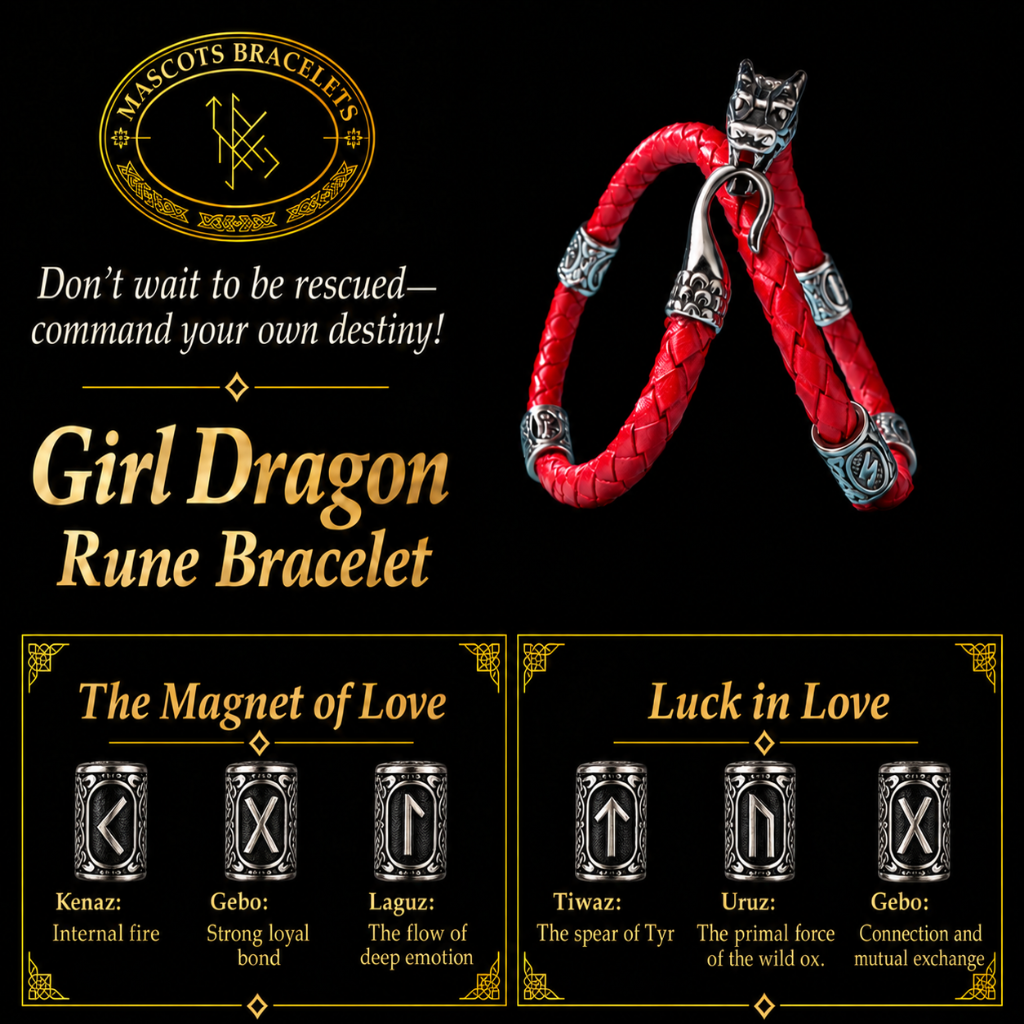 Girl Dragon Mascot with 2 staves (Flame of Passion & All Endeavor's Luck) Bracelet