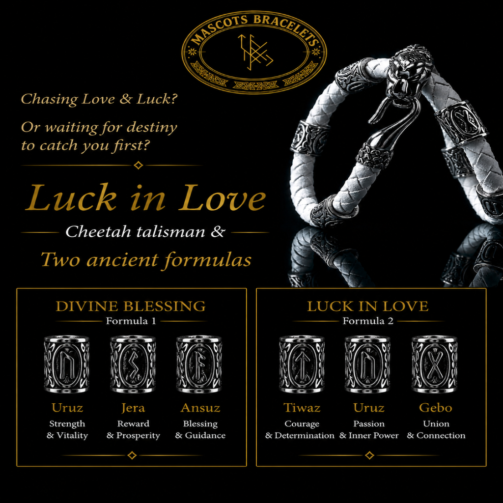 Cheetah Mascot with 2 staves (Good Fortune Attractor & Love Luck) Bracelet