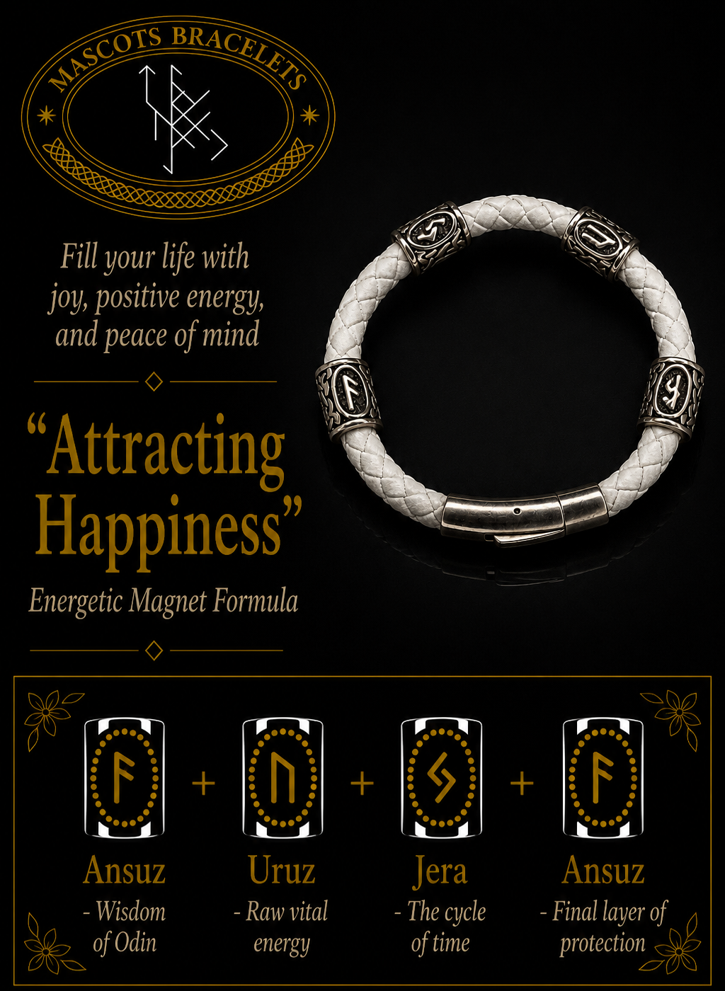 Attracting Happiness Rune Bracelet