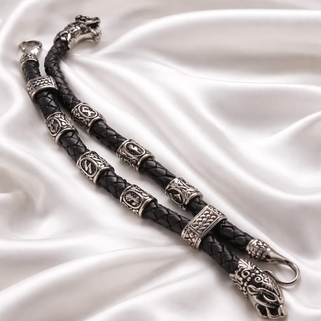 Cheetah&Dragon Mascots with 2 staves (The Breaker of Barriers & The Guardian of Capital) Bracelet handcrafted leather bracelet by Mascotsbracelets