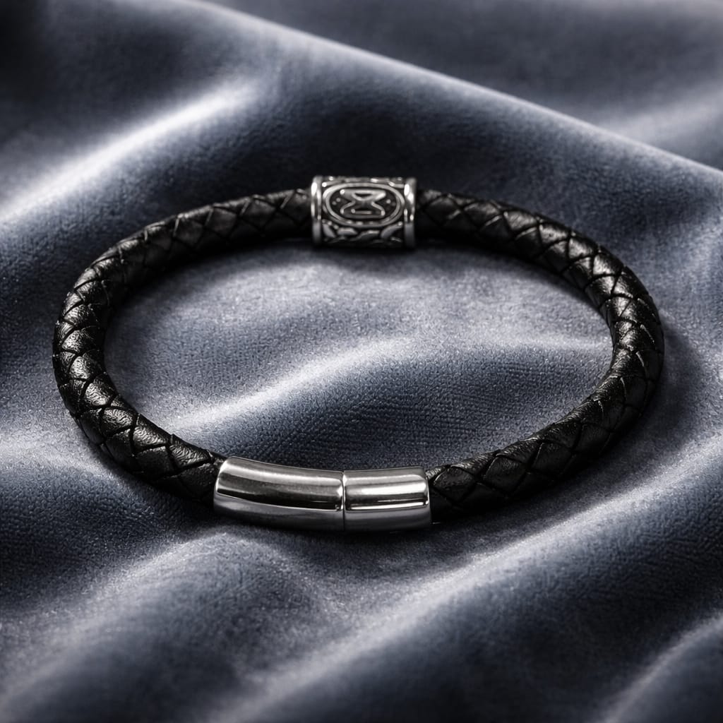 Dagaz Rune handcrafted leather bracelet by Mascotsbracelets