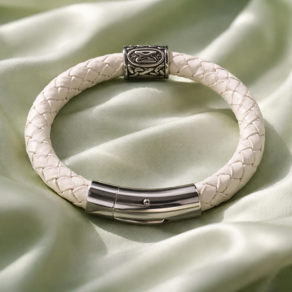 Dagaz Rune handcrafted leather bracelet by Mascotsbracelets
