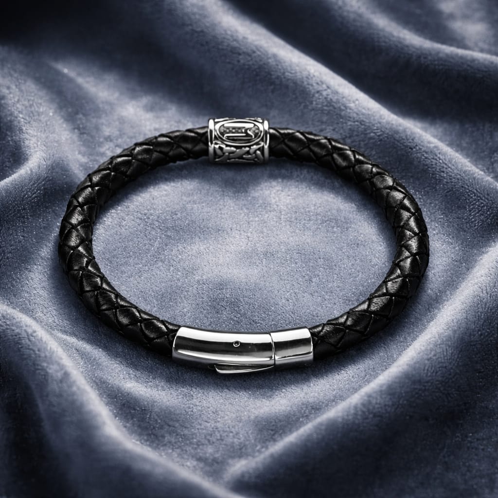 Ehwaz Rune handcrafted leather bracelet by Mascotsbracelets