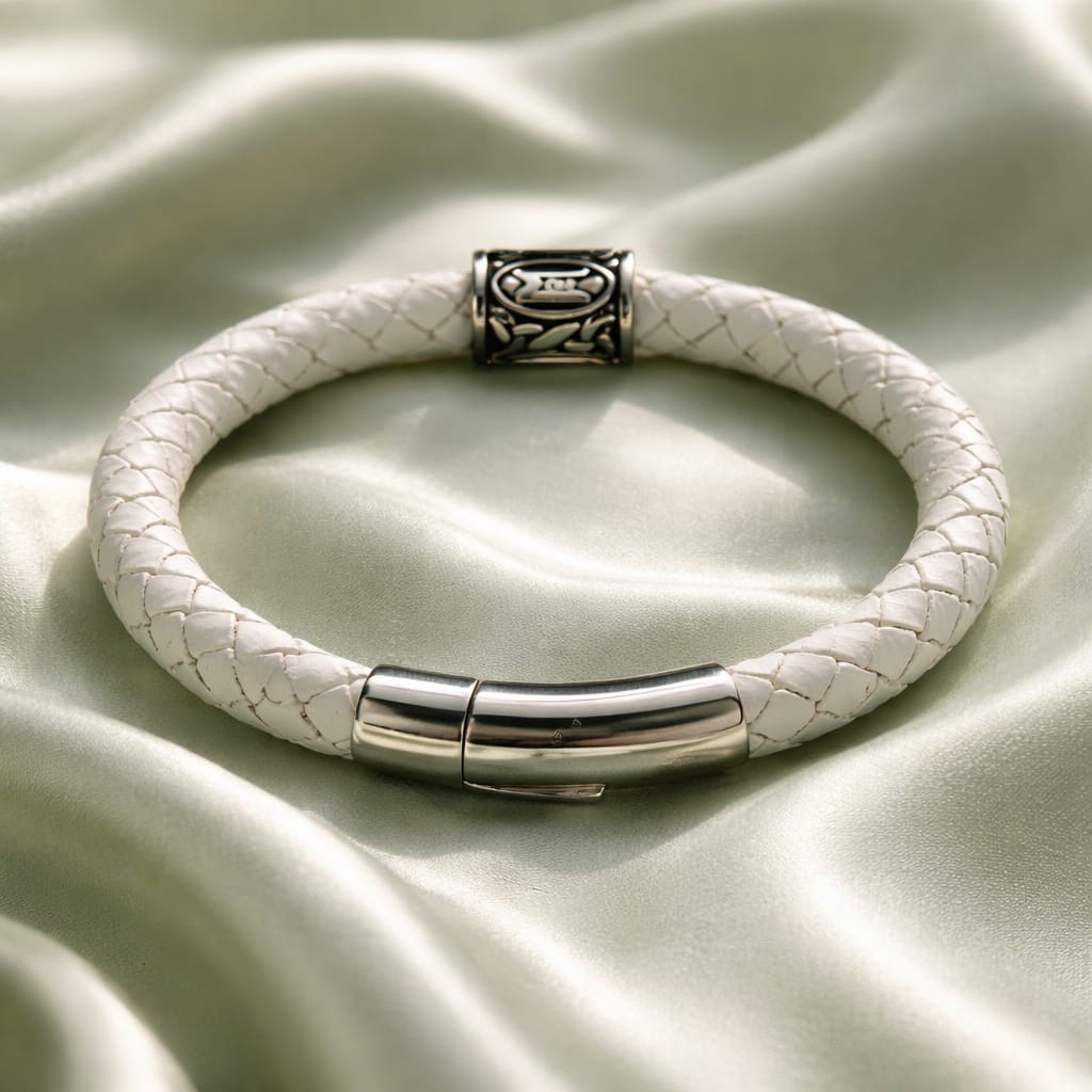Ehwaz Rune handcrafted leather bracelet by Mascotsbracelets