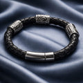 Good Fortune Attractor Rune handcrafted leather bracelet by Mascotsbracelets