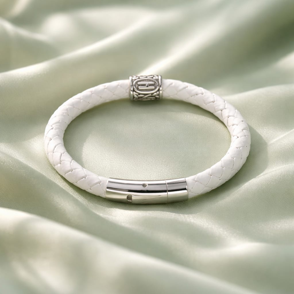 Hagalaz Rune handcrafted leather bracelet by Mascotsbracelets 