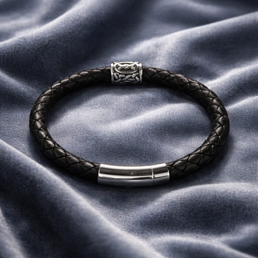 Ingwaz Rune handcrafted leather bracelet by Mascotsbracelets