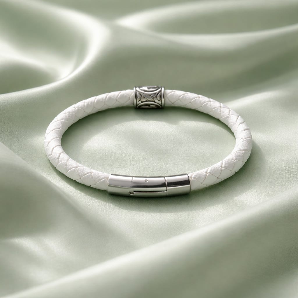 Laguz Rune handcrafted leather bracelet by Mascotsbracelets 