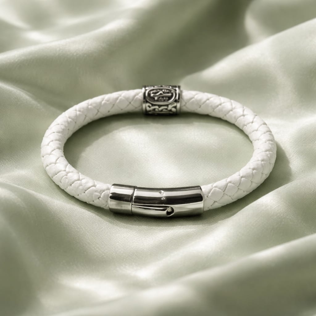 Nauthiz Rune handcrafted leather bracelet by Mascotsbracelets