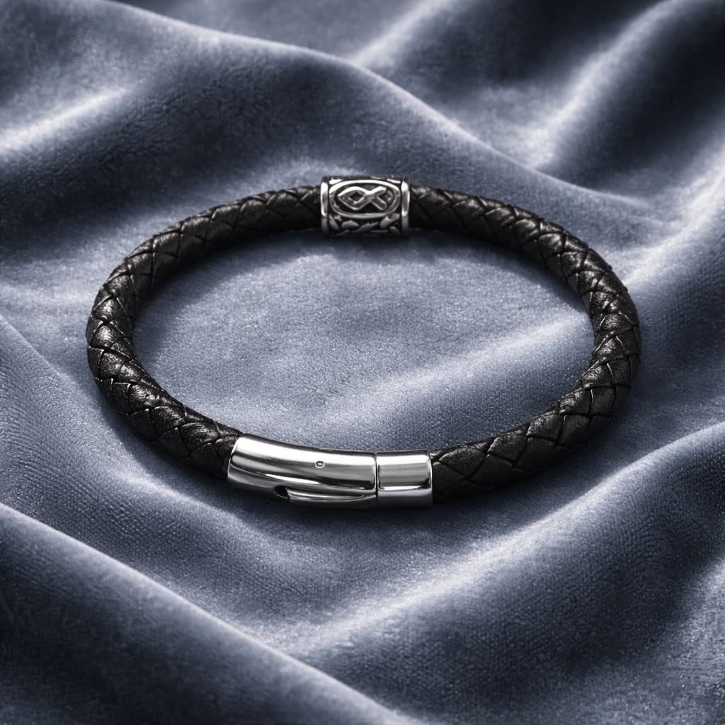 Othala Rune handcrafted leather bracelet by Mascotsbracelets 