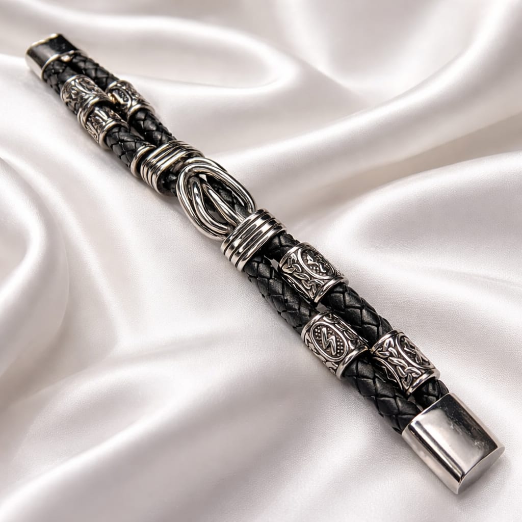 Time Loop Mascot with 2 staves (The First Step & The Breaker of Barriers) Bracelet handcrafted leather bracelet by Mascotsbracelets