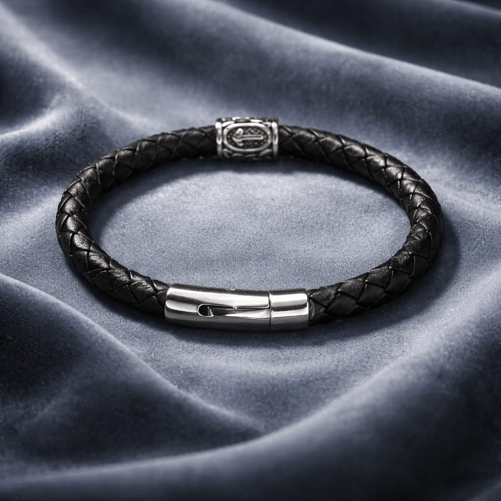 Tiwaz Rune handcrafted leather bracelet by Mascotsbracelets 