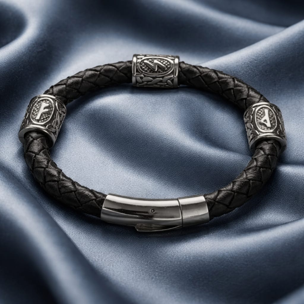 Wealth on All Levels of Existence handcrafted leather bracelet by Mascotsbracelets