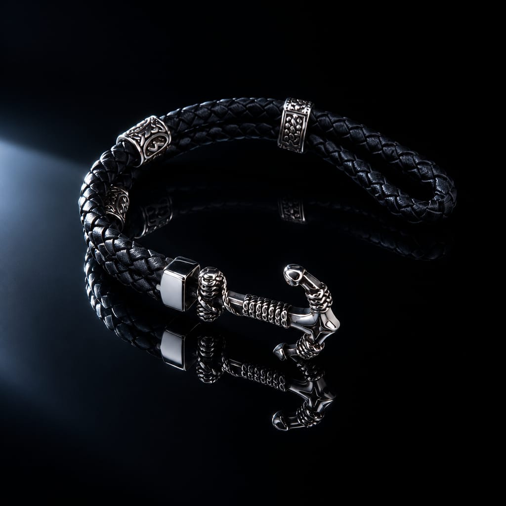 Bracelet à cordon bleu Ancre personnalisée