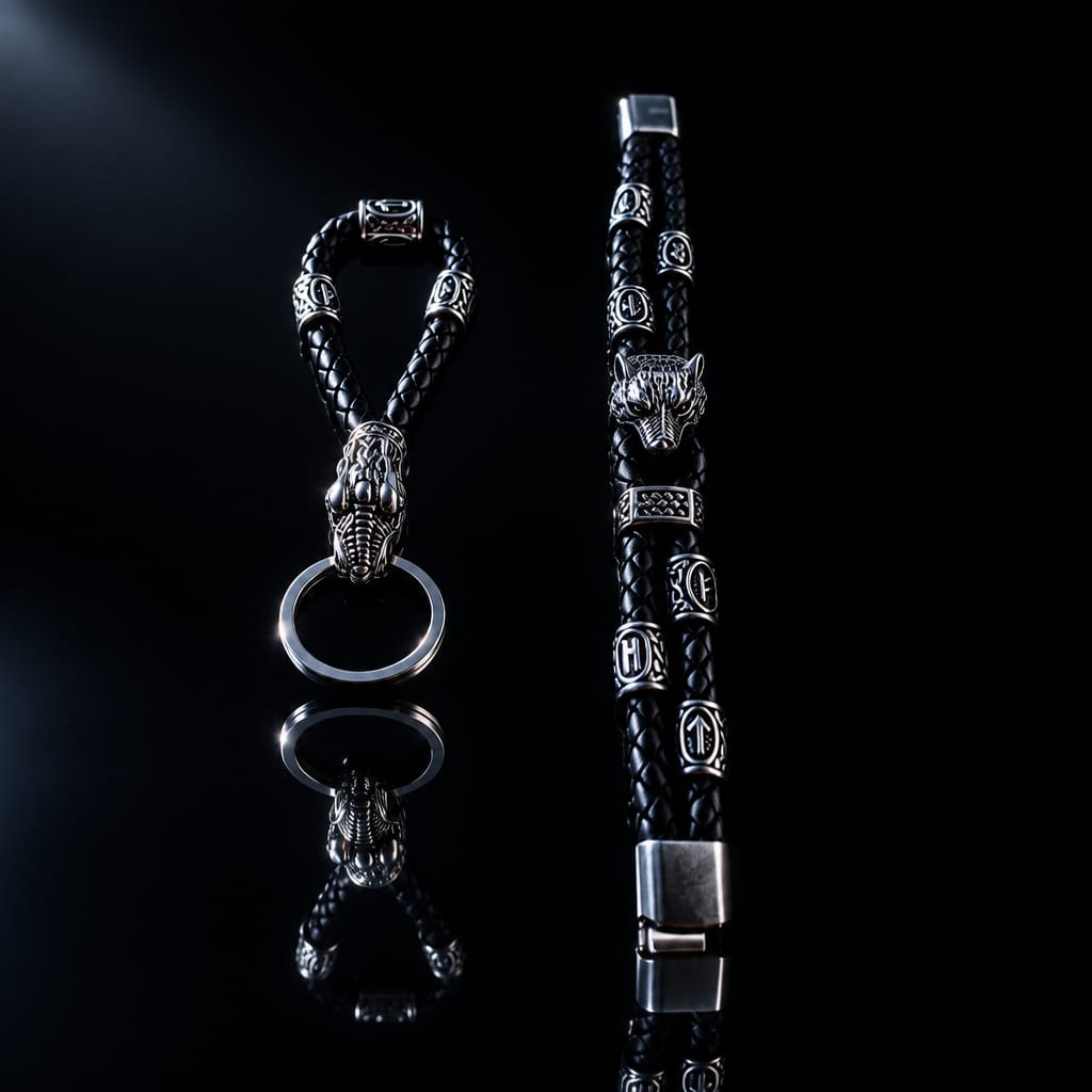 Custom_Wolf Bracelet & Dragon Keychain